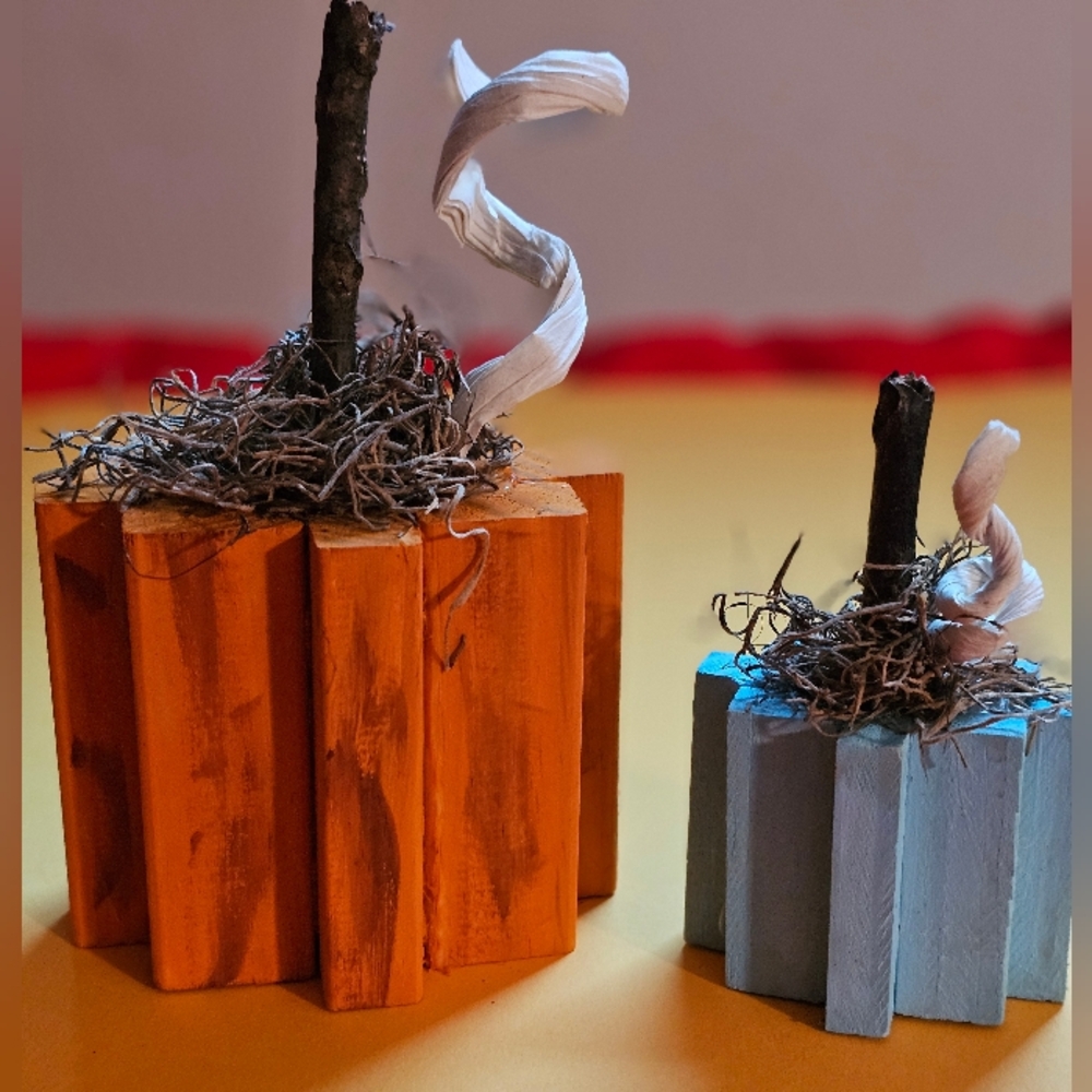 Wooden Pumpkin set homemade